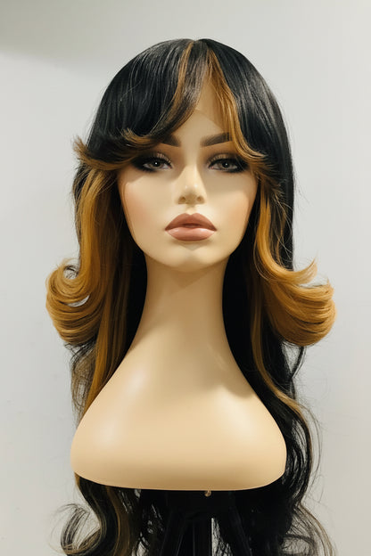 Skunk Highlight Wig – Two-Tone Black & Blonde Human Blend