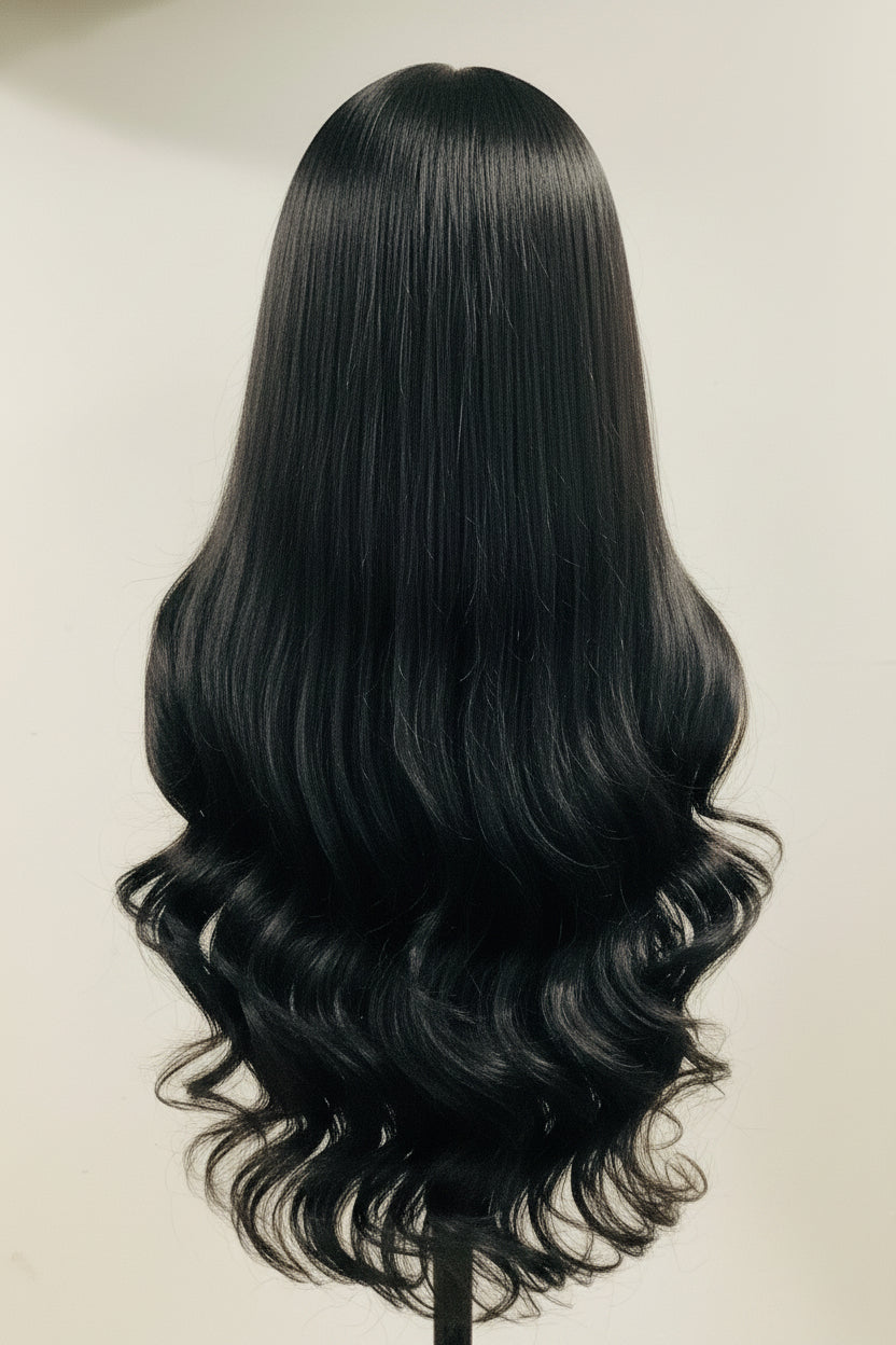 Skunk Highlight Wig – Two-Tone Black & Blonde Human Blend