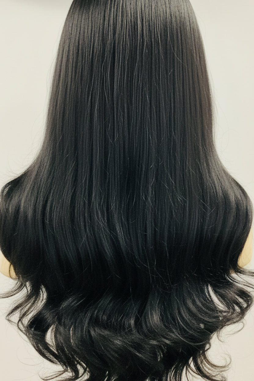 Skunk Highlight Wig – Two-Tone Black & Blonde Human Blend