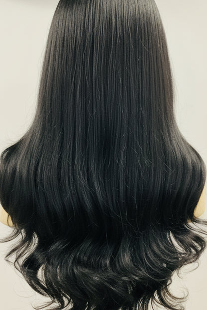 Skunk Highlight Wig – Two-Tone Black & Blonde Human Blend