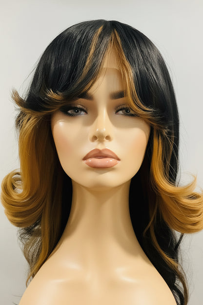 Skunk Highlight Wig – Two-Tone Black & Blonde Human Blend