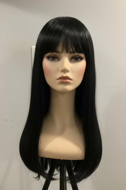 Black Straight Wig with Bangs | Long Heat-Resistant Synthetic Wig for Women