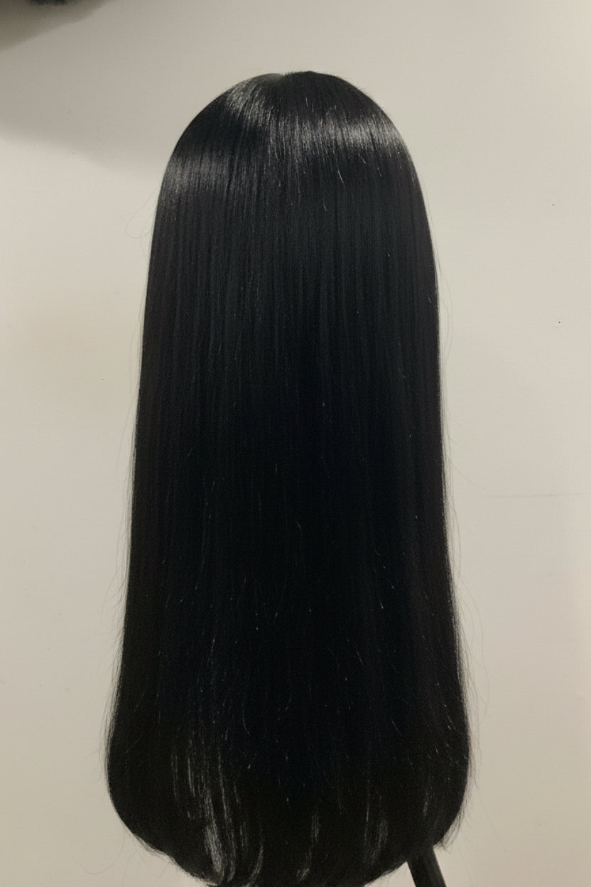 Black Straight Wig with Bangs | Long Heat-Resistant Synthetic Wig for Women