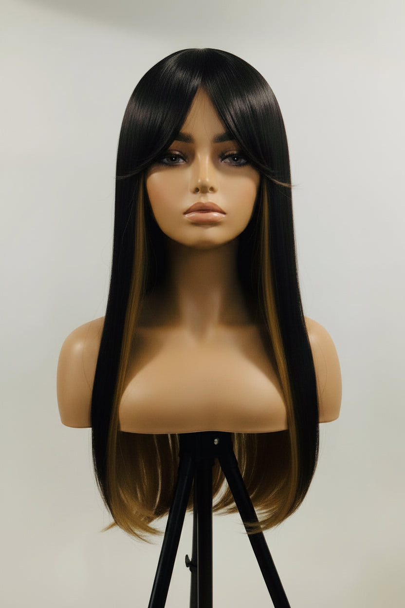 Ombré 1B/27 Human Blend Straight Wig with Bangs | Pre-Owned