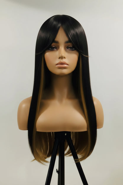Ombré 1B/27 Human Blend Straight Wig with Bangs | Pre-Owned
