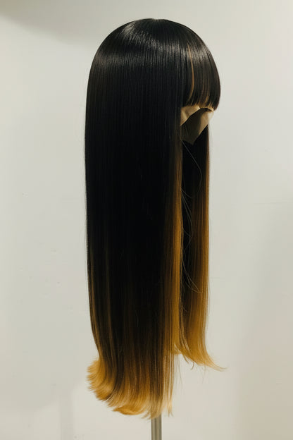 Ombré 1B/27 Human Blend Straight Wig with Bangs | Pre-Owned