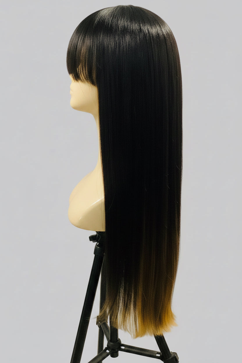 Ombré 1B/27 Human Blend Straight Wig with Bangs | Pre-Owned