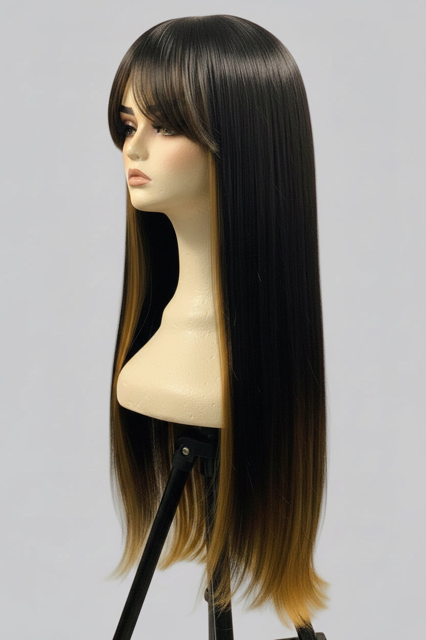 Ombré 1B/27 Human Blend Straight Wig with Bangs | Pre-Owned