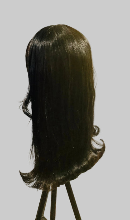 Pre-Owned Black & Brown Layered Wig with Flipped Side Bangs | Heat-Friendly Synthetic