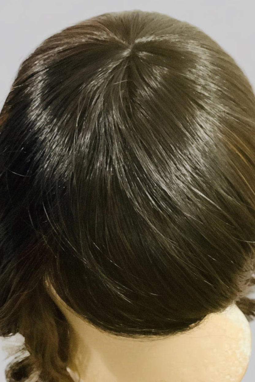 Pre-Owned Black & Brown Layered Wig with Flipped Side Bangs | Heat-Friendly Synthetic