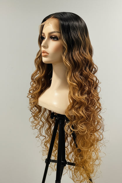 42" Curly Ombré Platinum Lace Front Wig – Long Glueless Pre-Owned