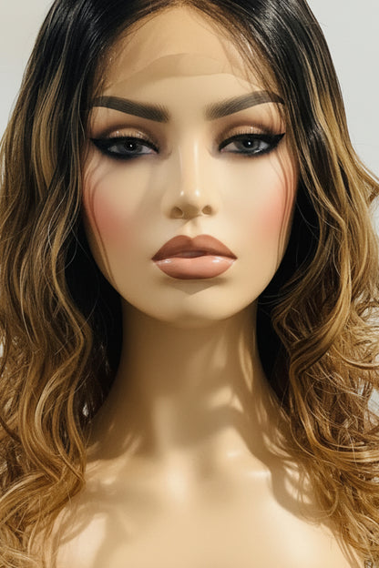 42" Curly Ombré Platinum Lace Front Wig – Long Glueless Pre-Owned