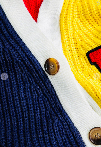 Color Block Crop Sweater Cardigan