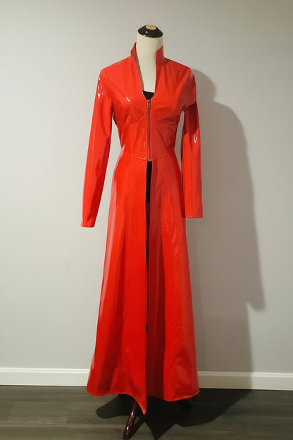 Dolls Kill Free Your Mind Vinyl Trench Coat – Pre-Owned, Dark Red | Size Small
