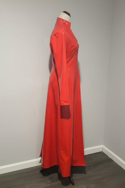 Dolls Kill Free Your Mind Vinyl Trench Coat – Pre-Owned, Dark Red | Size Small