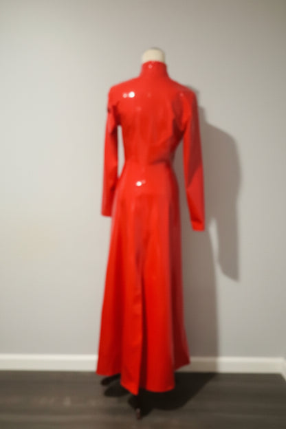 Dolls Kill Free Your Mind Vinyl Trench Coat – Pre-Owned, Dark Red | Size Small