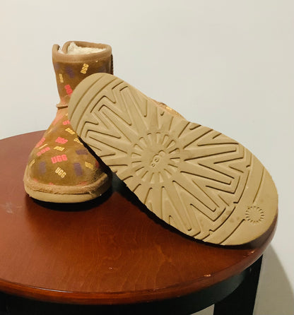 Pre-Owned: Girls UGG K Jona Confetti Logo Boot-Size 1-Used