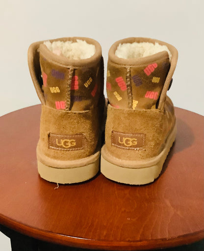 Pre-Owned: Girls UGG K Jona Confetti Logo Boot-Size 1-Used