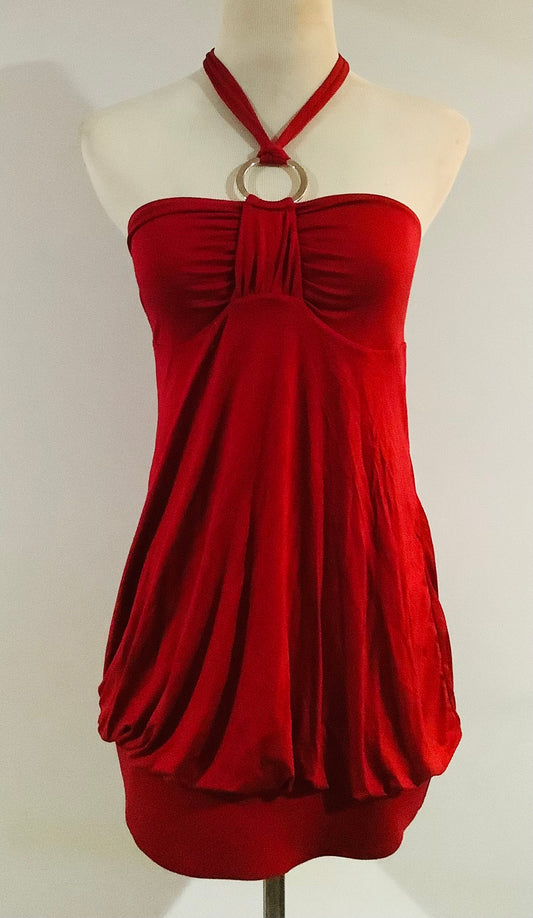 Dolls Kill: Pre-Owned Y2K Bubble Mini Dress -Red- Used