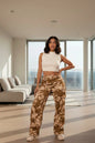 PLT: Shape Camo Print Pocket Wide Leg Cargo Trouse Detail  – NWT