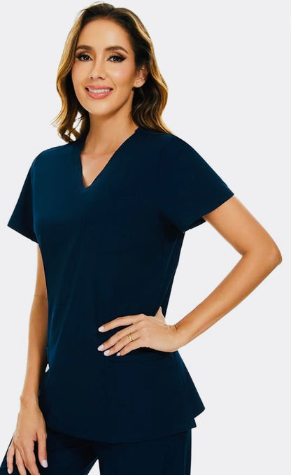 Tall Stretch V-Neck Scrub Top & Jogger Pant with 8 Pocke