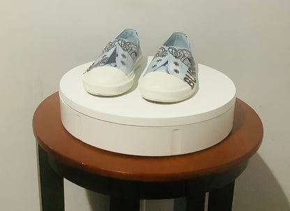 Burberry: Kid's K1 Larkhall Bear-Print Logo Sneakers-Laceless-Pre-Owned