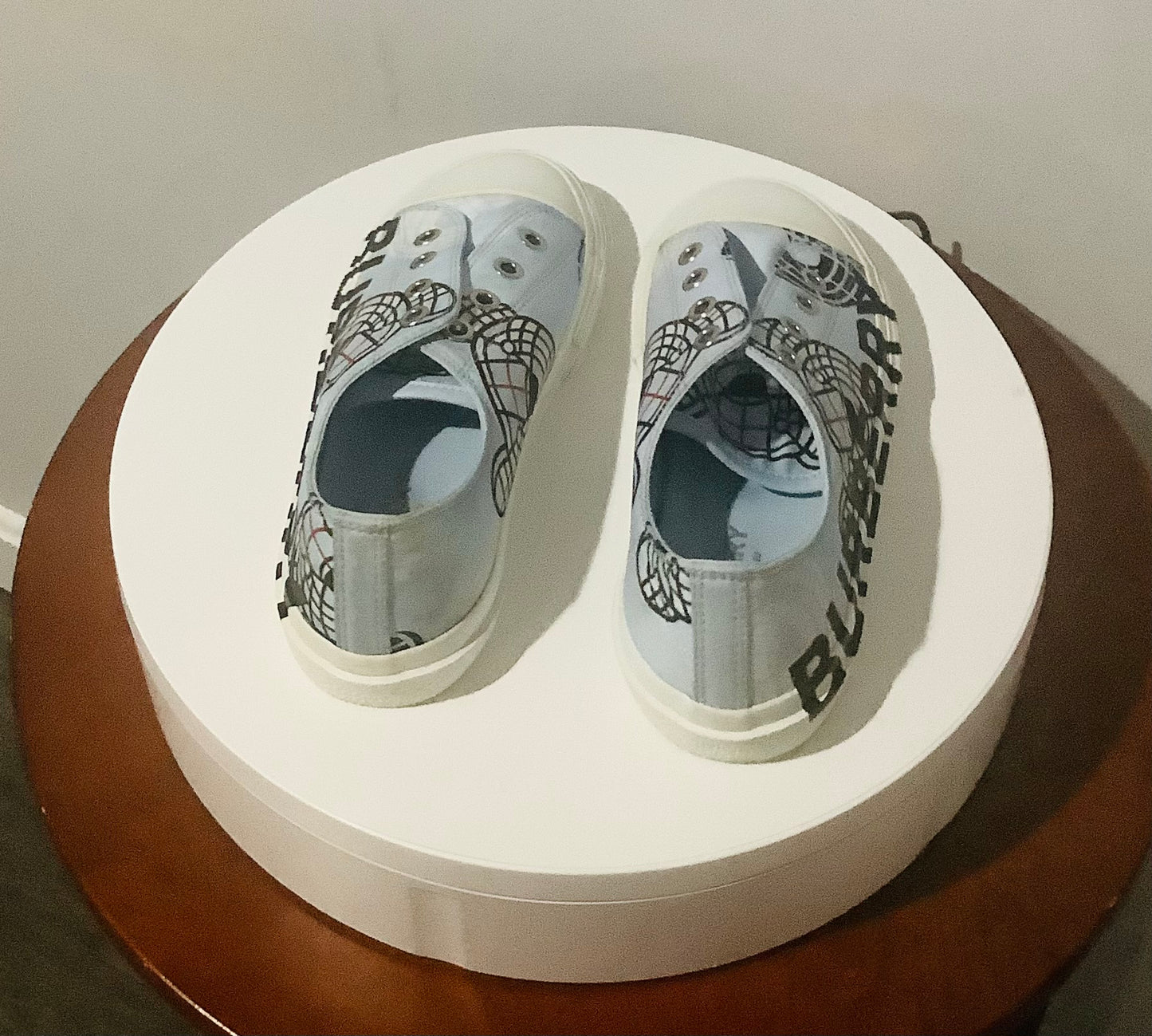 Burberry: Kid's K1 Larkhall Bear-Print Logo Sneakers-Laceless-Pre-Owned