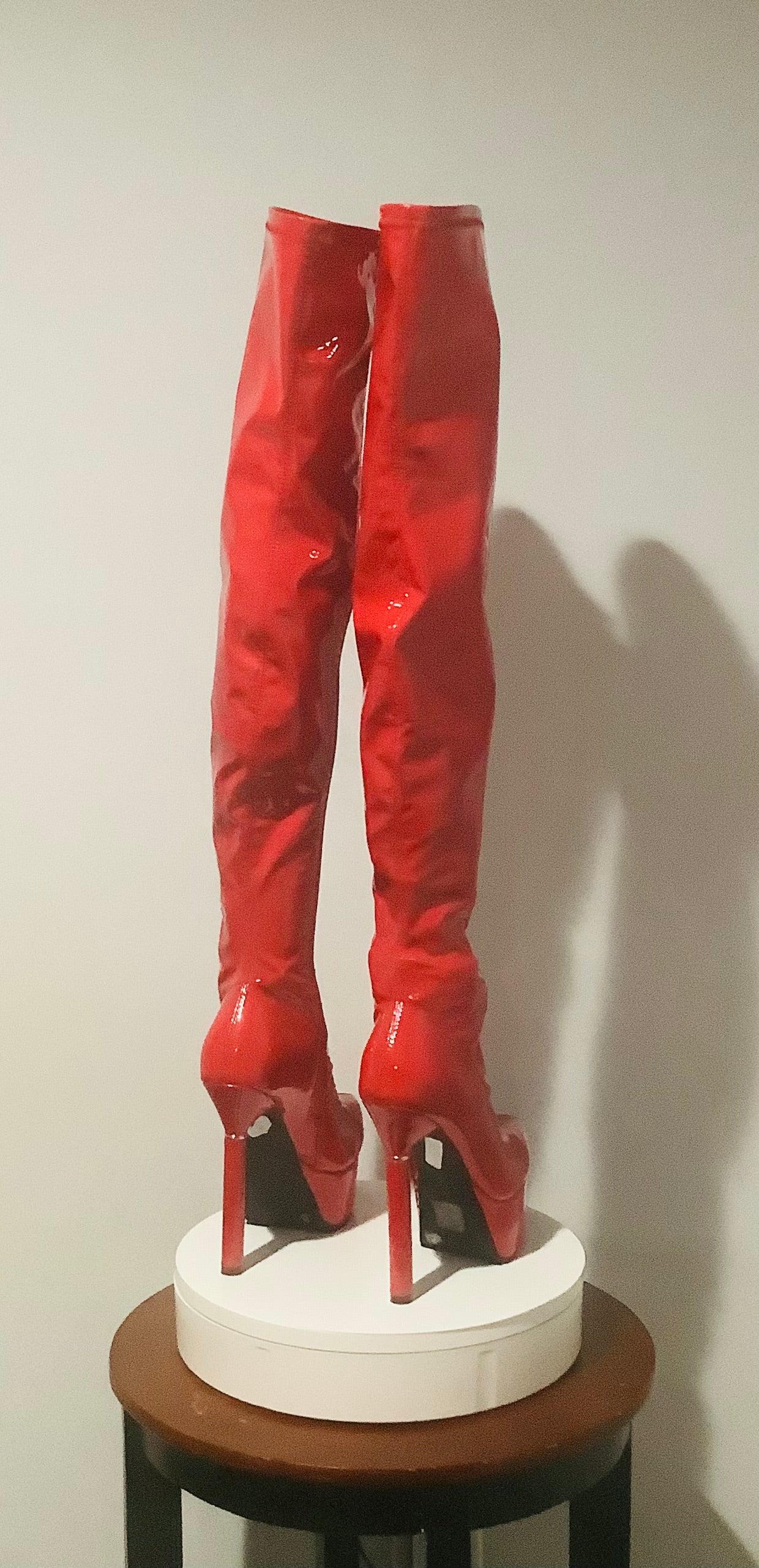Dolls Kill: Thigh High Red Platform High Over The Knee Boots-Pre-Owned