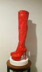 Dolls Kill: Thigh High Red Platform High Over The Knee Boots-Pre-Owned