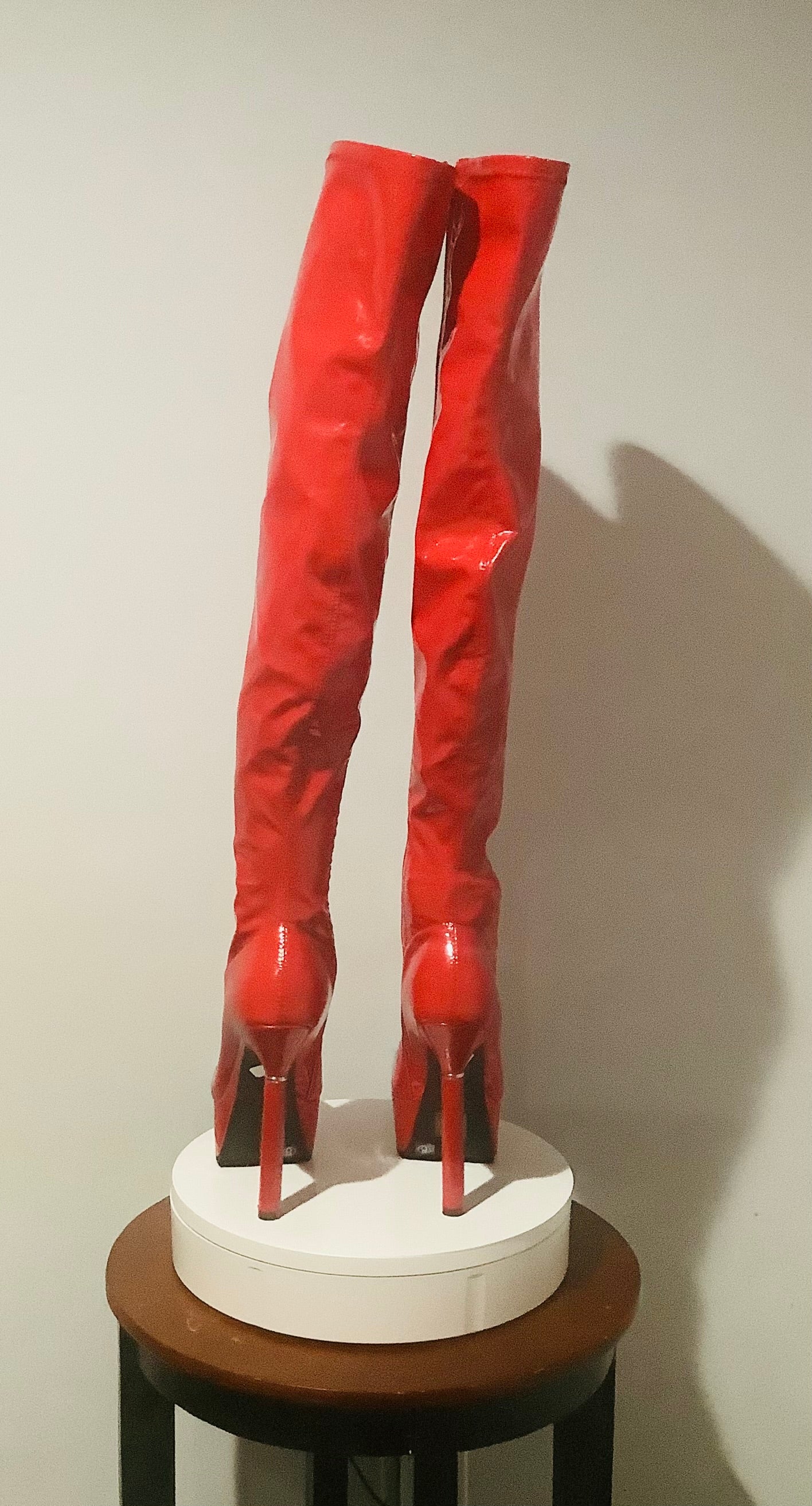 Dolls Kill: Thigh High Red Platform High Over The Knee Boots-Pre-Owned