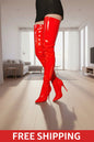 Dolls Kill Thigh High Red Platform Over-the-Knee Boots | Pre-Owned