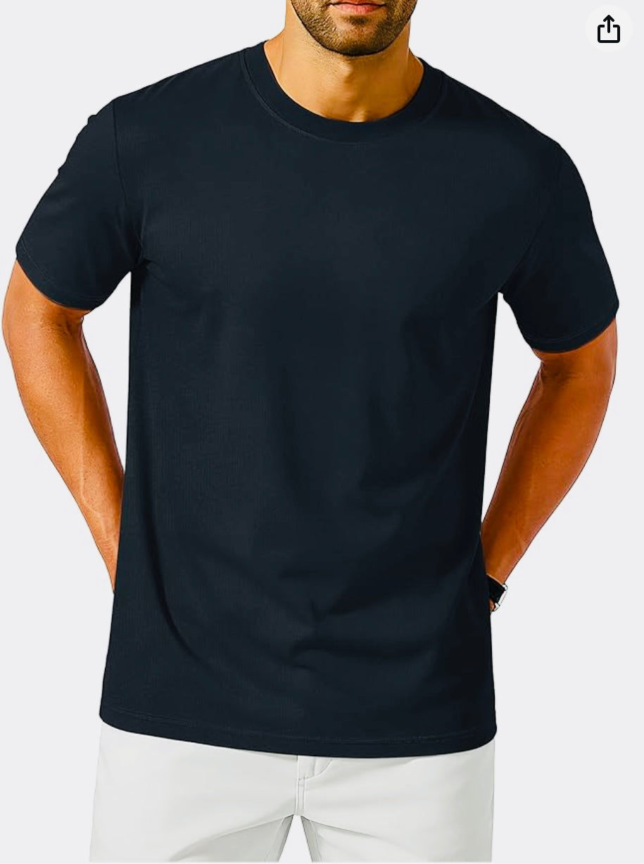 Mens Cotton T Shirts Casual Plain Crew Neck