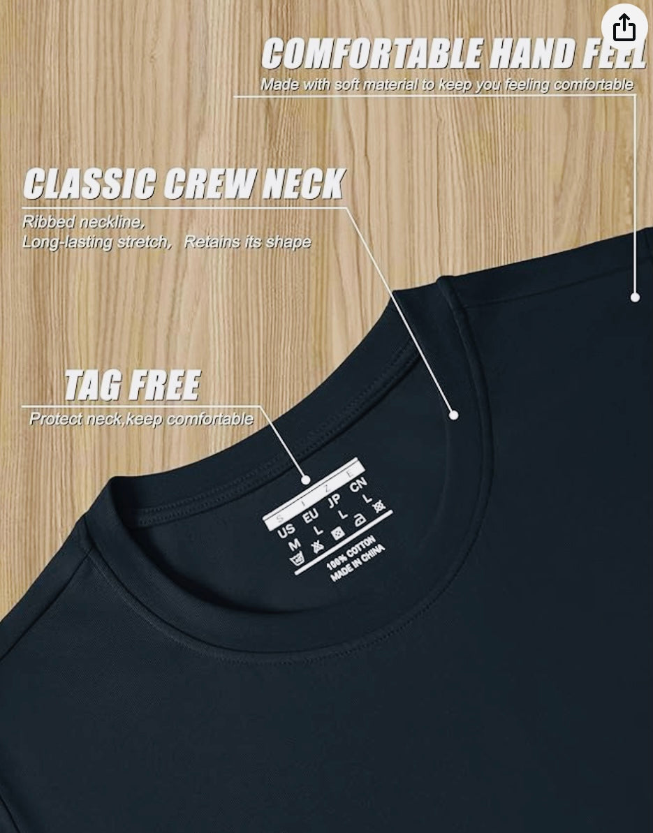 Mens Cotton T Shirts Casual Plain Crew Neck