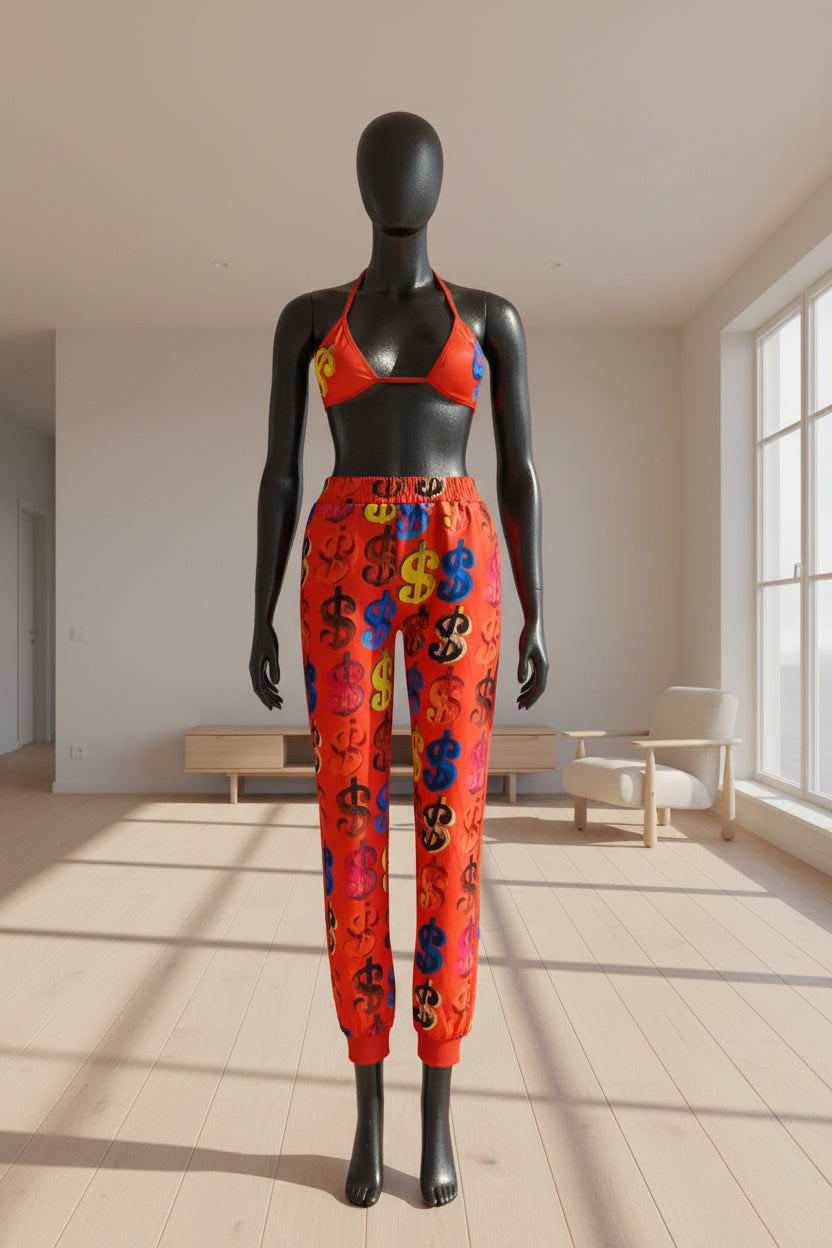 Slim Fit High-Waist Cargo Jogger Sweatpants — Multicolor Print | Belle Allure Collection