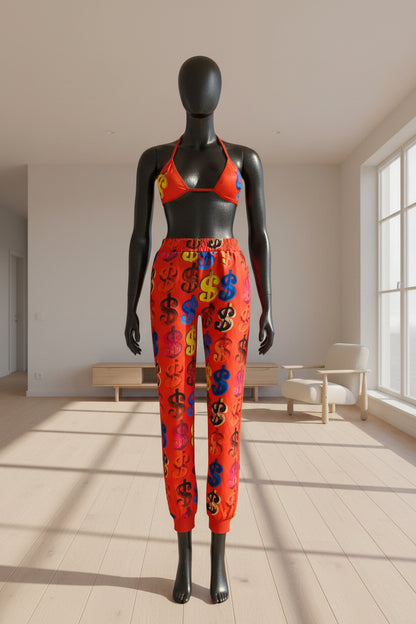 Slim Fit High-Waist Cargo Jogger Sweatpants — Multicolor Print | Belle Allure Collection