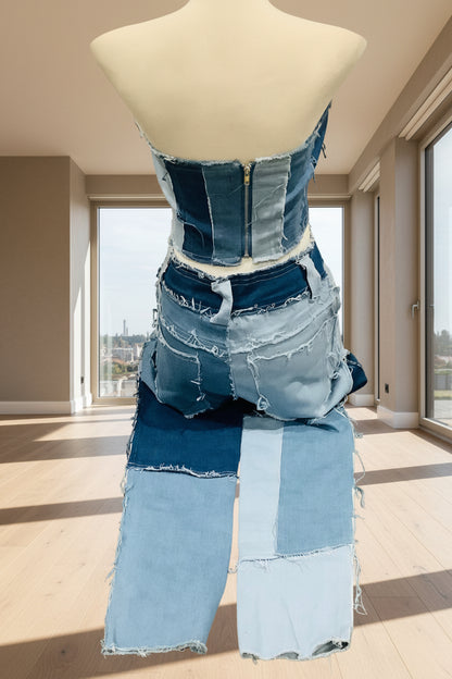 Patchwork Denim Bustier Set — Pre-Owned | Belle Allure Collection