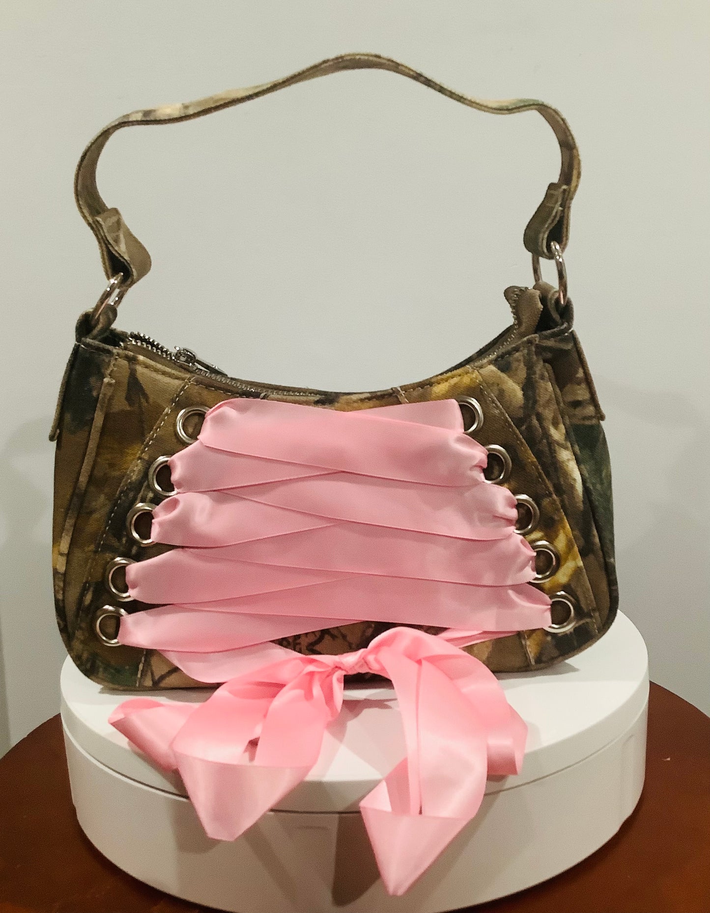 Camo Pink Ribbon Crossbody Purse | Belle Allure Collection