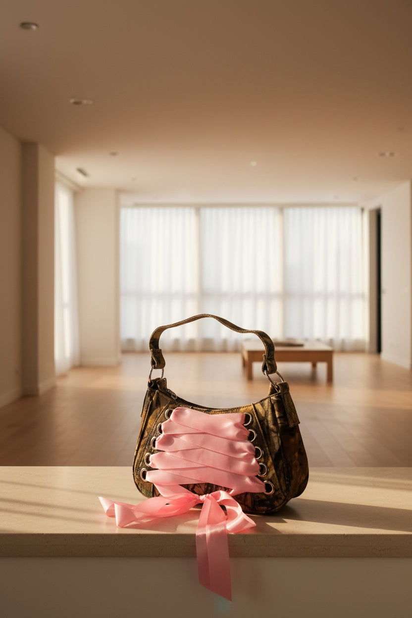 Camo Pink Ribbon Crossbody Purse | Belle Allure Collection