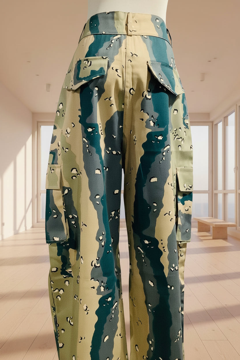 Wide Leg Camo Cargo Pants – Women's Shape Fit | Belle Allure Collection