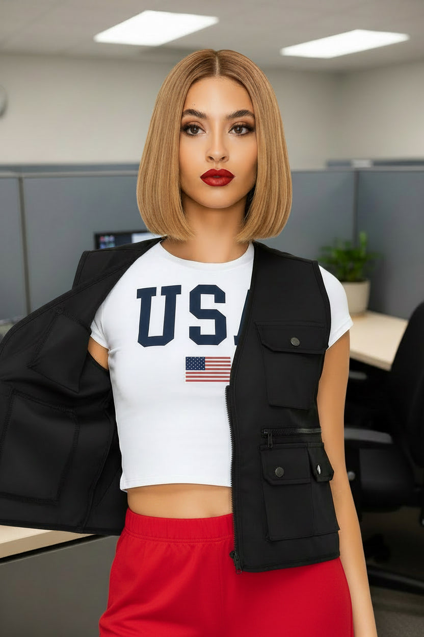 Stars & Stripes Heritage Crop Tee – Women's USA Graphic Top