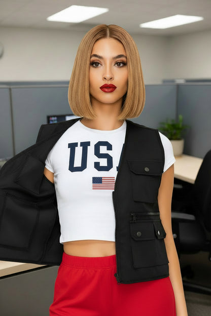 Stars & Stripes Heritage Crop Tee – Women's USA Graphic Top