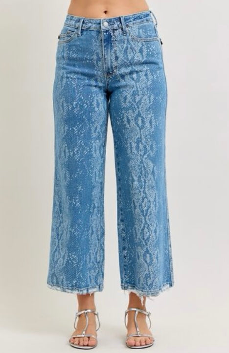 Judy Blue High Rise Ankle Wide Leg Jeans – Women's Print Denim