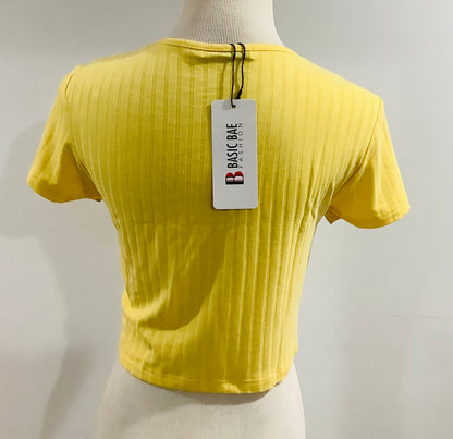 NWT: Basic Bae Ribbed Round Neck Short Sleeve T-Shirt