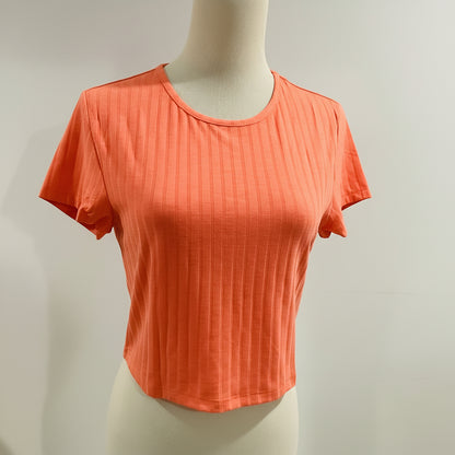NWT: Basic Bae Ribbed Round Neck Short Sleeve T-Shirt