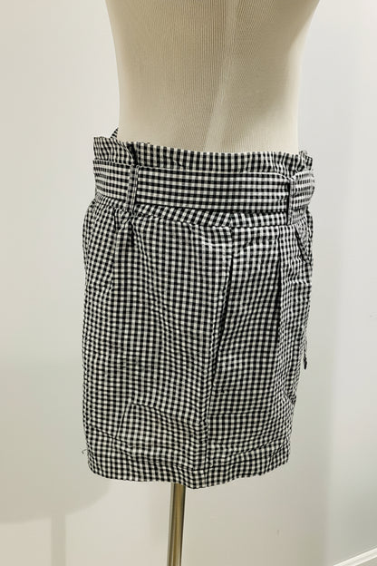 NWT: Belted Paperbag Shorts in Black/White Size L