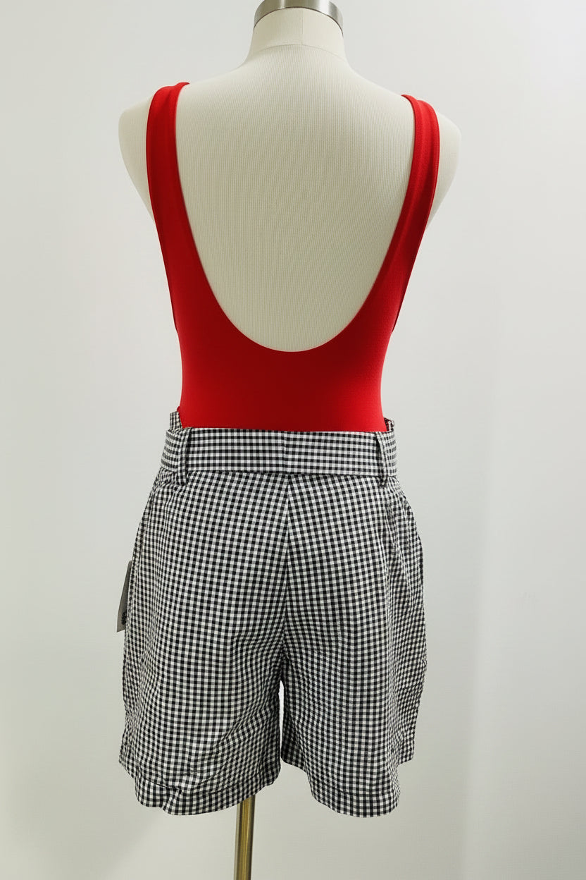 NWT: Belted Paperbag Shorts in Black/White Size L