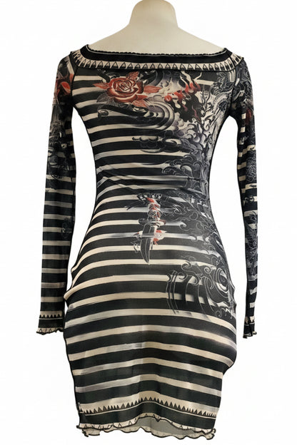 JADE LEE Mesh Mini Dress – Pre-Owned | Off-Shoulder Bodycon