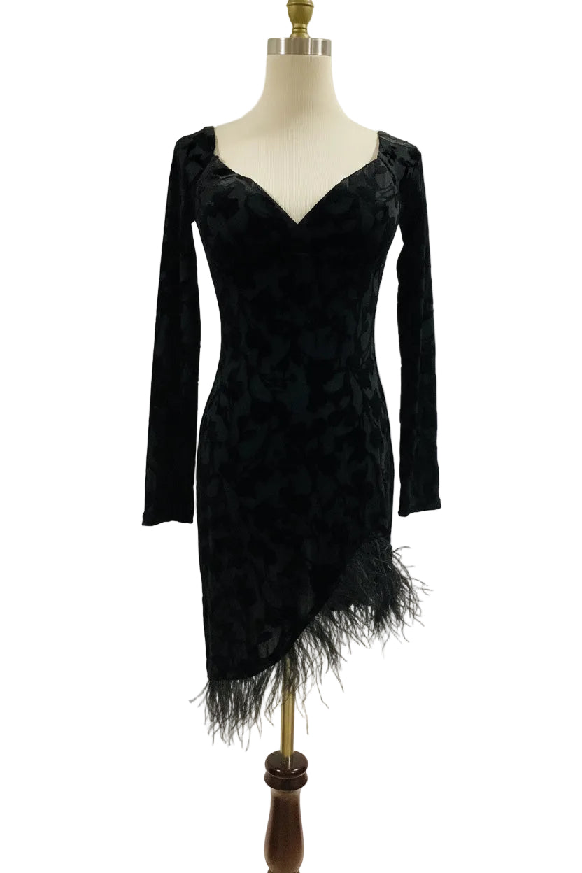NWT: Embellished black suede-finish dress