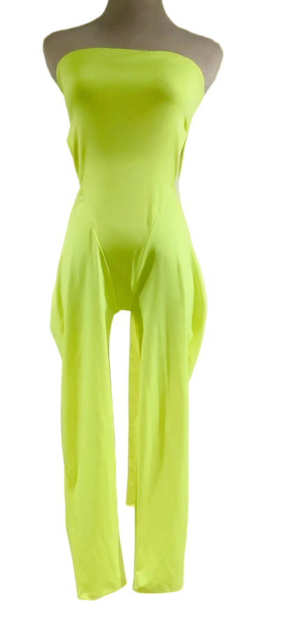 Lime Neon Strapless Wide-Leg Jumpsuit | NWOT