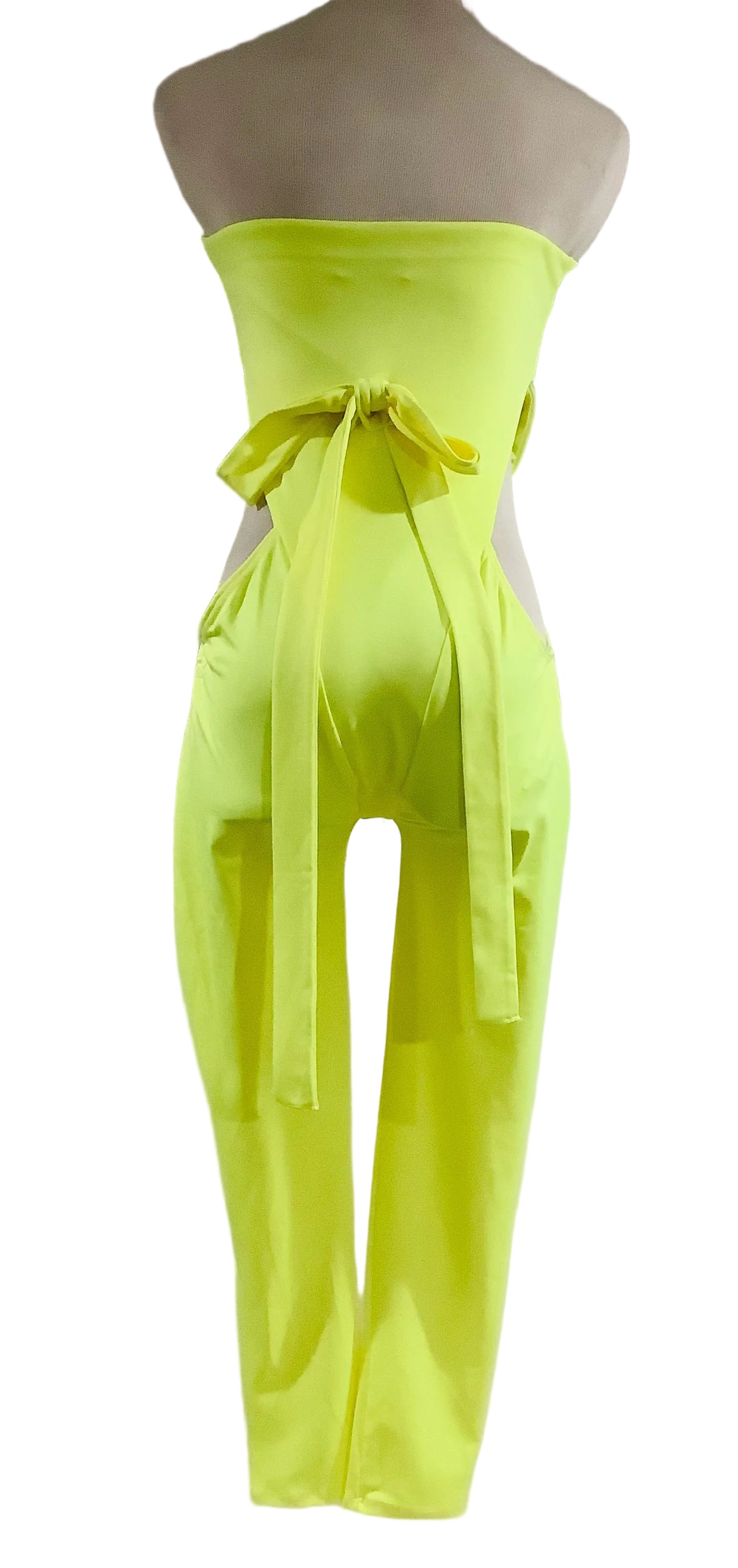 Lime Neon Strapless Wide-Leg Jumpsuit | NWOT